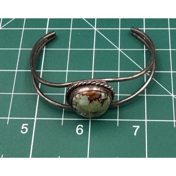 Navajo Variscite Cuff Bracelet in Sterling Setting signed - Picture 3 of 5